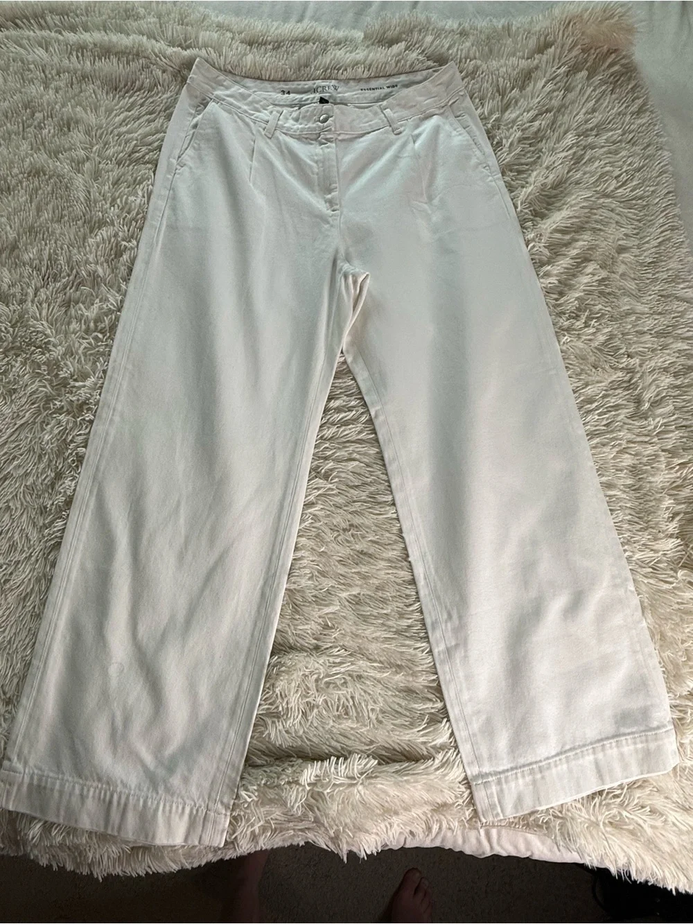 NWT J Crew Wide Leg Essential White Jeans Size 34